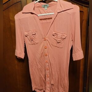 Rose pink Guess 3/4 sleeve button up
